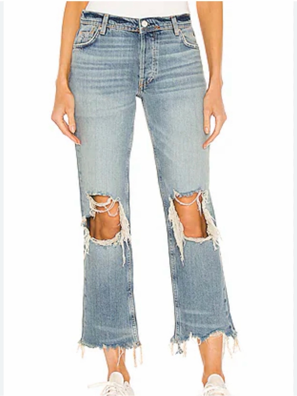 We The Free maggie mid rise straight leg jeans destroyed light acid